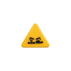 Alert or Warning signs 3d rendering of alert isolated on a transparent background 
