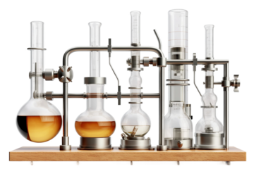 Distillation apparatu. isolated object, transparent backgrounds