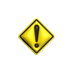 Alert or Warning signs 3d rendering of alert isolated on a transparent background 
