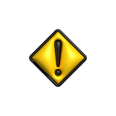 Alert or Warning signs 3d rendering of alert isolated on a transparent background 

