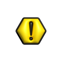 Alert or Warning signs 3d rendering of alert isolated on a transparent background 
