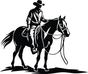 Cowboy With Rope Logo Monochrome Design Style