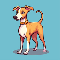 Cute Cartoon Greyhound Dog - Swift and Graceful Racing Hound. Vector Illustration for Children and Baby. Flat Clipart of a Sleek Canine Athlete