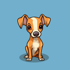 Cute Cartoon Greyhound Dog - Swift and Graceful Racing Hound. Vector Illustration for Children and Baby. Flat Clipart of a Sleek Canine Athlete