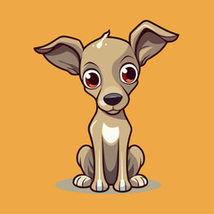 Cute Cartoon Greyhound Dog - Swift and Graceful Racing Hound. Vector Illustration for Children and Baby. Flat Clipart of a Sleek Canine Athlete