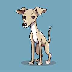 Cute Cartoon Greyhound Dog - Swift and Graceful Racing Hound. Vector Illustration for Children and Baby. Flat Clipart of a Sleek Canine Athlete