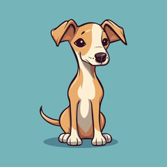 Cute Cartoon Greyhound Dog - Swift and Graceful Racing Hound. Vector Illustration for Children and Baby. Flat Clipart of a Sleek Canine Athlete