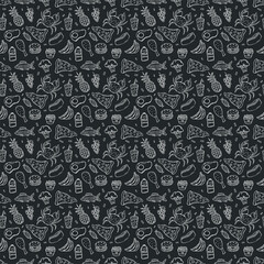 Seamless food pattern. Doodle food background