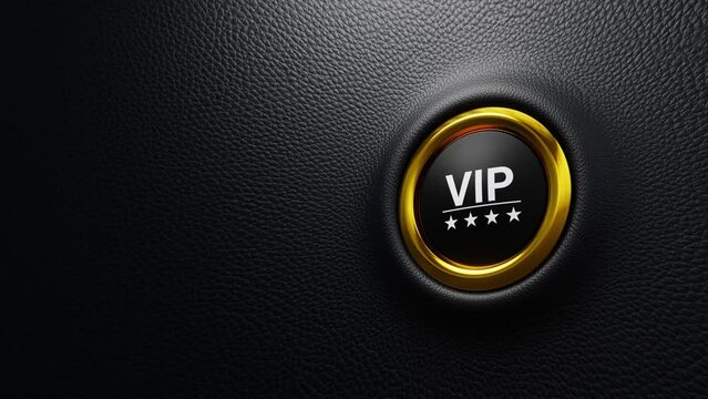 3D golden button with private access, Private access to VIP services pressing a button to ask a concierge. 4k 3d loop animation