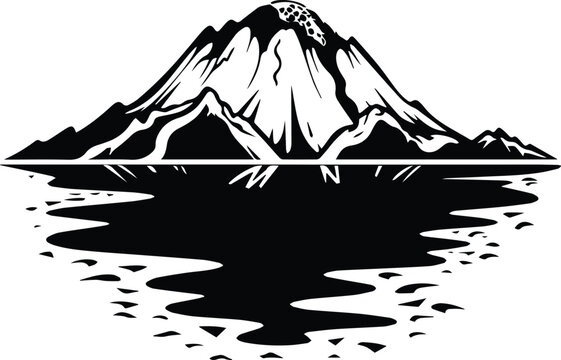 Dormant Volcano Logo Monochrome Design Style