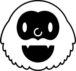 Yeti glyph icon. Face halloween icon simple cartoon style.