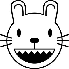 Monster rabbit glyph icon. Face halloween icon simple cartoon style.