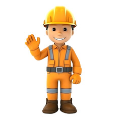 Fototapeta premium 3D rendering, cartoon figure of a builder isolated