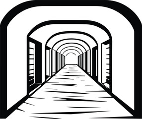Hallway Corridor Logo Monochrome Design Style