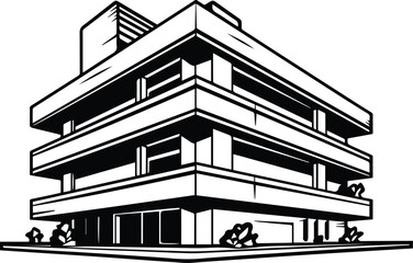 Hospital Building Logo Monochrome Design Style