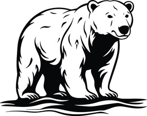 Polar Bear Logo Monochrome Design Style	
