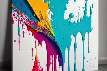 Foto op Aluminium  Dripping Paint Colorful Generative Ai Background Abstract Color Splash © Faisu Graphics