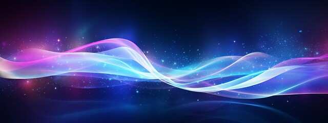 Obraz premium Abstract blue background with neon lines, technology concept background banner, made with generative AI