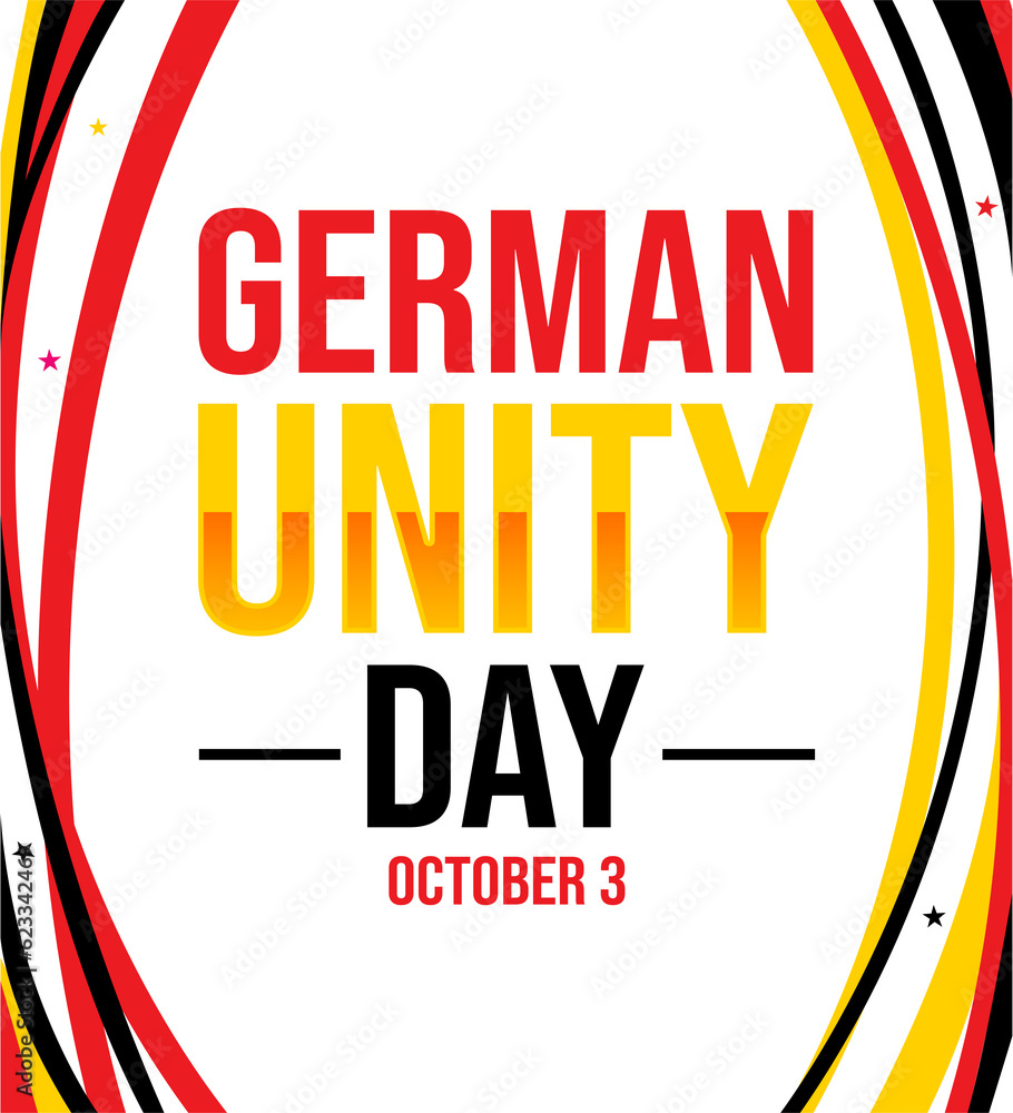 Poster german unity day wallpaper vertical design with shapes and colorful typography. october 3 is observe