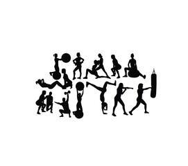 Fitness Gym Sport Activity Silhouettes, art vector design
