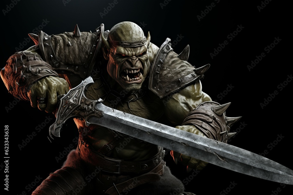 Wall mural orc with sword. generate ai