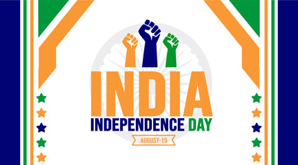 15 August India Independence day background template. Holiday concept. background, banner, placard, card, and poster design template with text inscription and standard color. vector illustration.