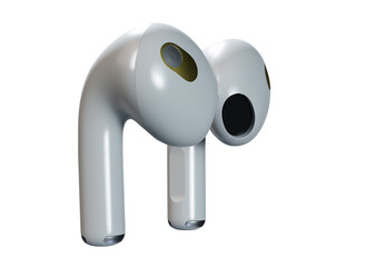 In-ear headphones on white 3d render