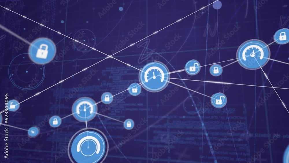 Poster animation of network of connections over data processing