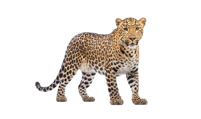 leopard in front of white background HD 8K wallpaper Stock Photographic Image - obrazy, fototapety, plakaty