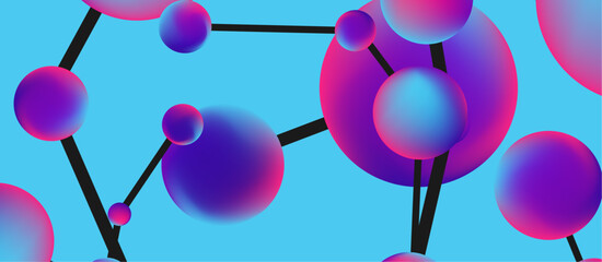 Line points connections geometric landing page background. Fluid circles and spheres with liquid gradients. Vector Illustration For Wallpaper, Banner, Background, Card, Book Illustration, landing page