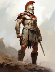 Roman warrior. Digital art. Generative AI.