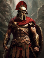 Roman warrior. Digital art. Generative AI.
