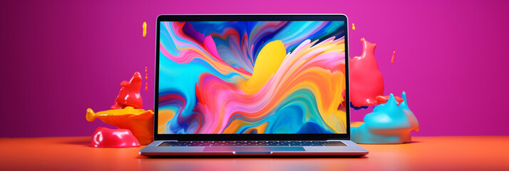 Colorful laptop design - Generative Ai