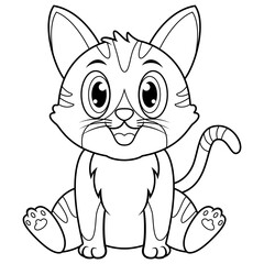 Fototapeta na wymiar Cute baby cat cartoon sitting line art
