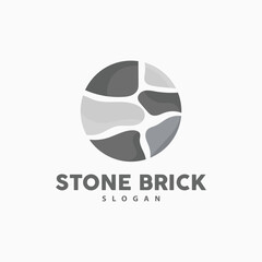 Brick Stone Logo, Premium Elegant Design, Vector Wallpaper Stone House, Icon Illustration Design
