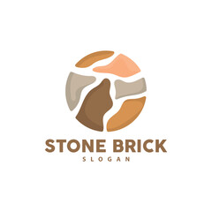 Brick Stone Logo, Premium Elegant Design, Vector Wallpaper Stone House, Icon Illustration Design