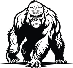 Silverback gorilla Logo Monochrome Design Style - obrazy, fototapety, plakaty