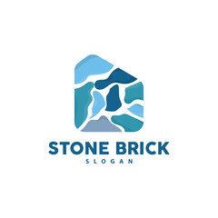 Brick Stone Logo, Premium Elegant Design, Vector Wallpaper Stone House, Icon Illustration Design