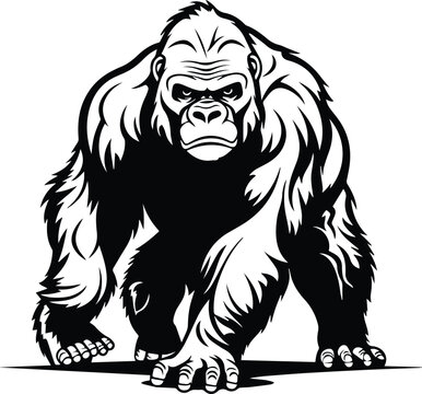 Silverback gorilla Logo Monochrome Design Style