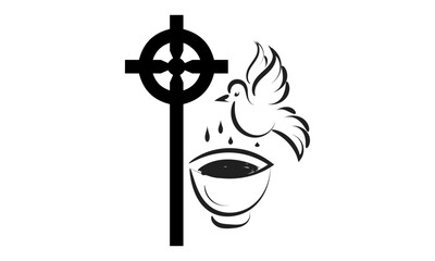 Catholic Baptism. Baptism symbol Sacraments of Catholic Church Eucharist.