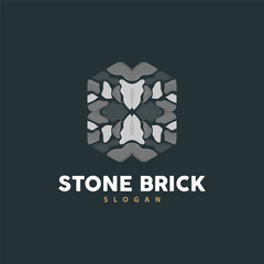 Brick Stone Logo, Premium Elegant Design, Vector Wallpaper Stone House, Icon Illustration Design