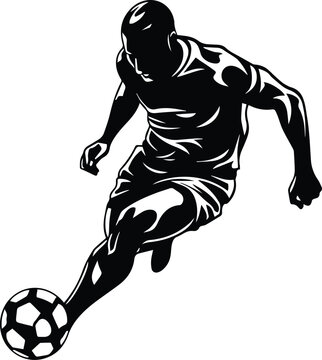 Soccer Player Logo Monochrome Design Style