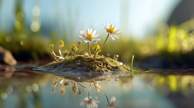 flowers in the water HD 8K wallpaper Stock Photographic Image