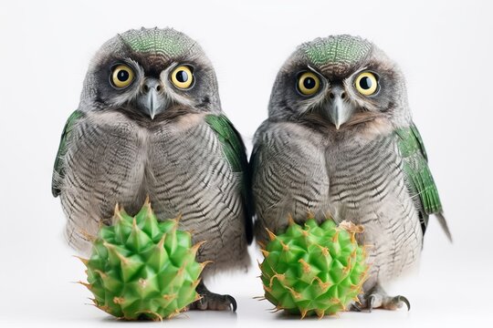 Two owls together. Generative AI