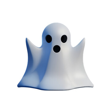 Ghost cartoon for halloween Flying white ghost plastic cartoon low poly 3d icon on white background.