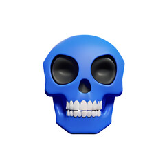 Fototapeta premium Funny Skull cartoon for halloween Flying Scary skull&nbsp;plastic cartoon low poly 3d icon on white background