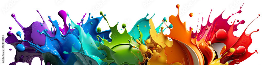 Canvas Prints rainbow paint splash border. colorful isolated design element on the transparent background. generat