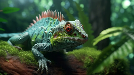Obraz premium iguana on a tree HD 8K wallpaper Stock Photographic Image