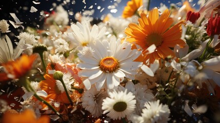 Daisy flower explosion, close up