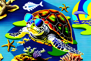 Obraz na płótnie Canvas a sun-grass turtle , generative AI